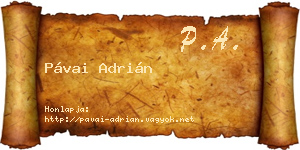 Pávai Adrián névjegykártya